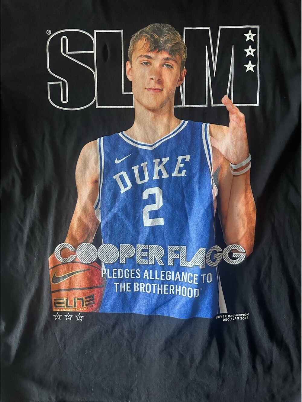 Cooper Flagg SLAM Magazine Cover T Shirt Duke Blue Devils NBA Basketball Tee